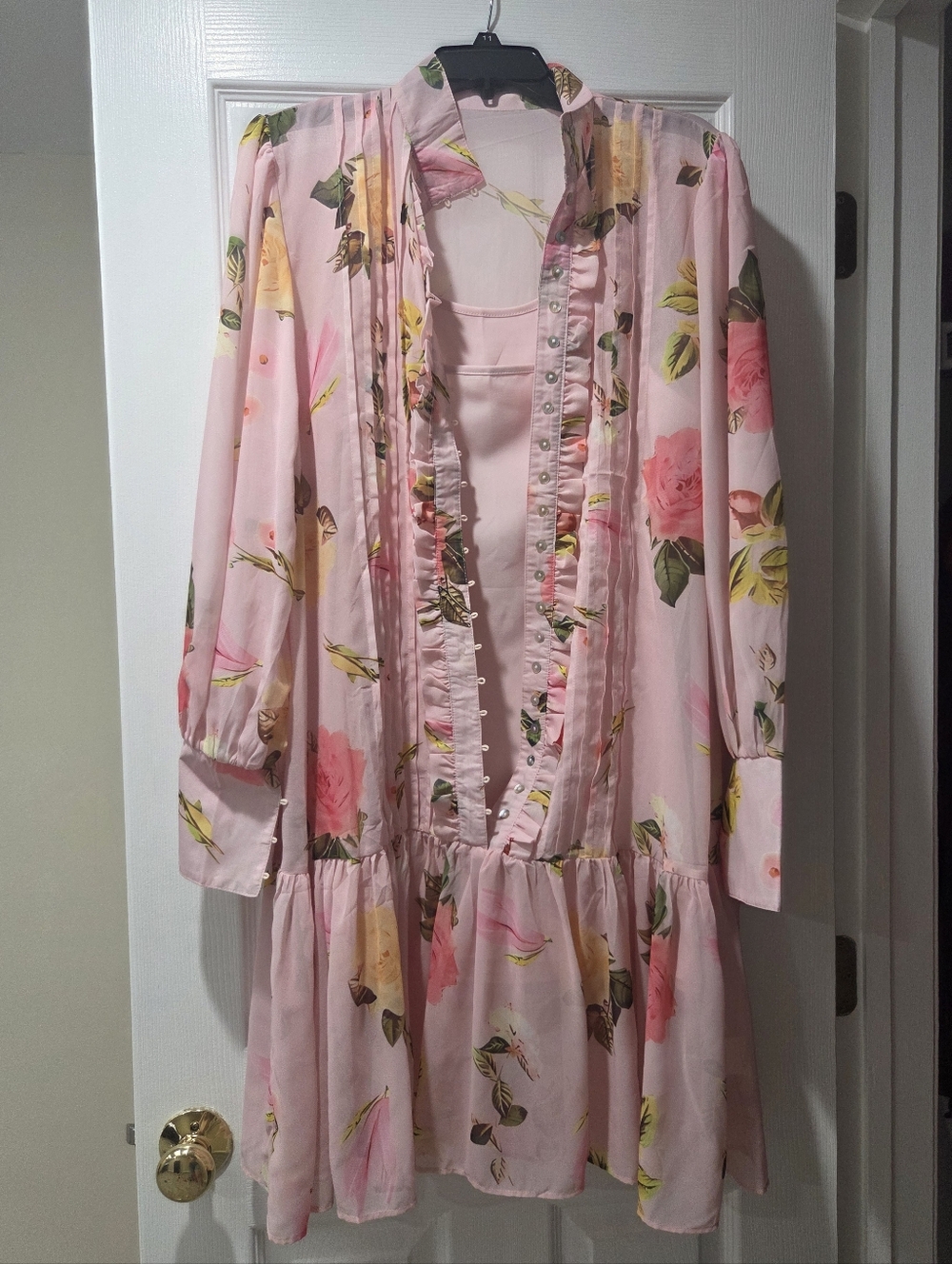Pink Floral Ruffle Tiered Dress